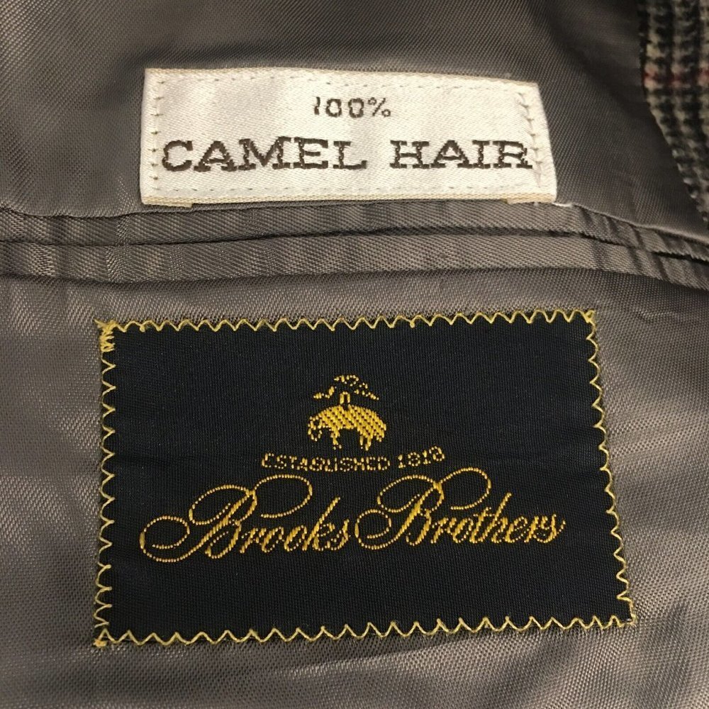 BROOKS BROTHERS Camel Hair Glen Plaid 2 Button Blazer Jacket Men's 44 Regular - Picture 10 of 11